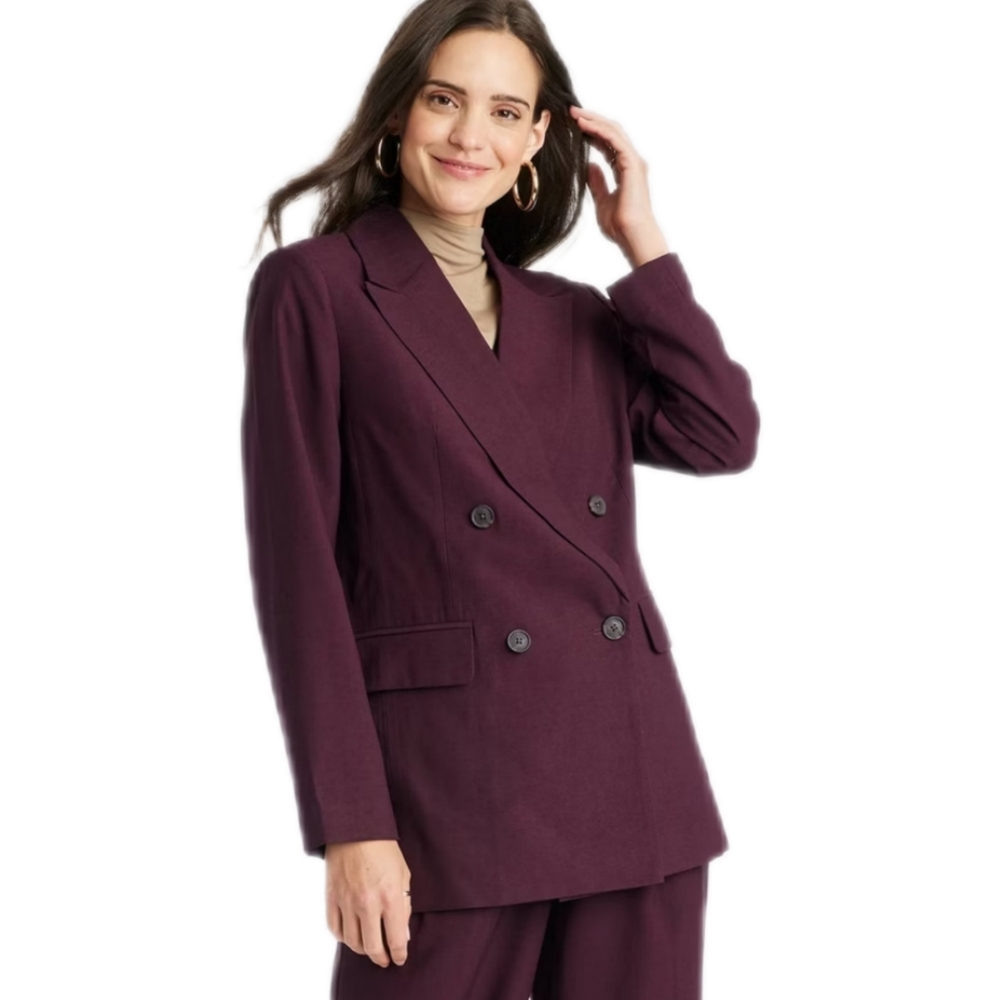 A New Day Purple Oversized Blazer Women's Medium Corporate Business Casual Glam